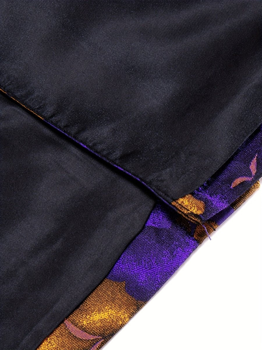 Men's purple floral print blazer by SHOWLU FASHION, lightweight blazer with shawl lapel and one button, regular fit for business.