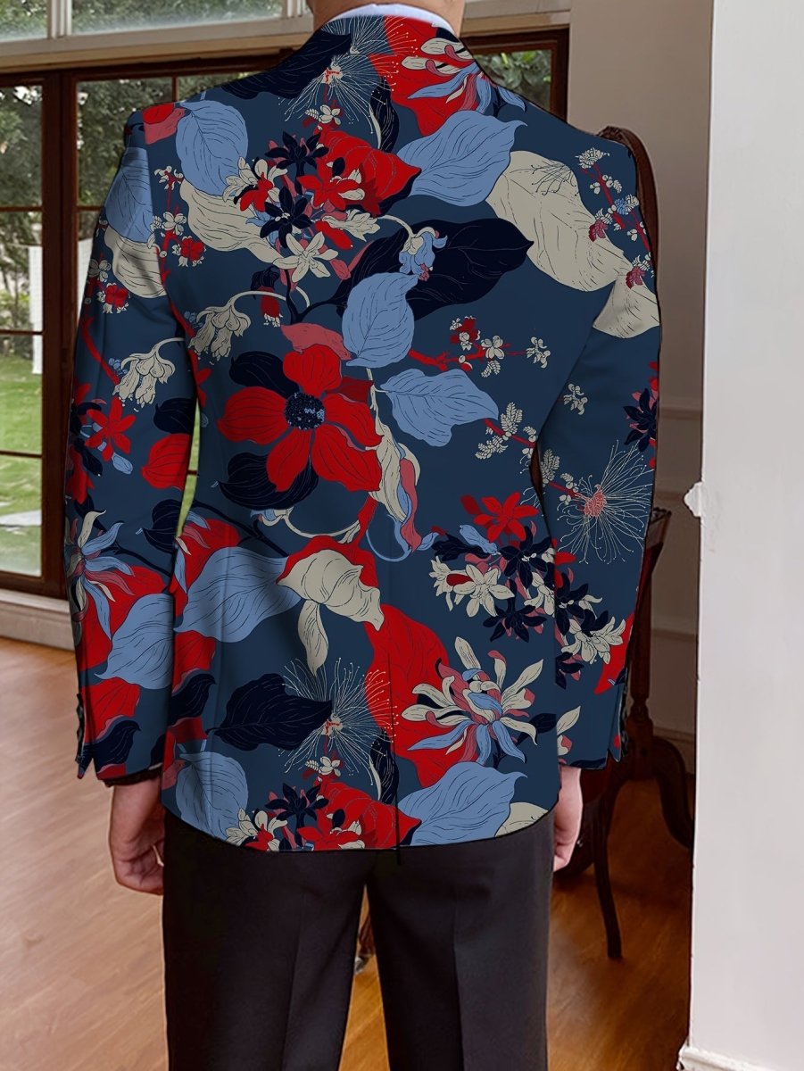 Men's floral print blazer by SHOWLU FASHION STORE, single-breasted suit jacket with full-length sleeves, ideal for autumn and winter.