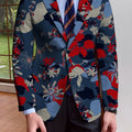 Men's floral print blazer by SHOWLU FASHION STORE, single-breasted suit jacket with full-length sleeves for mature autumn and winter style.