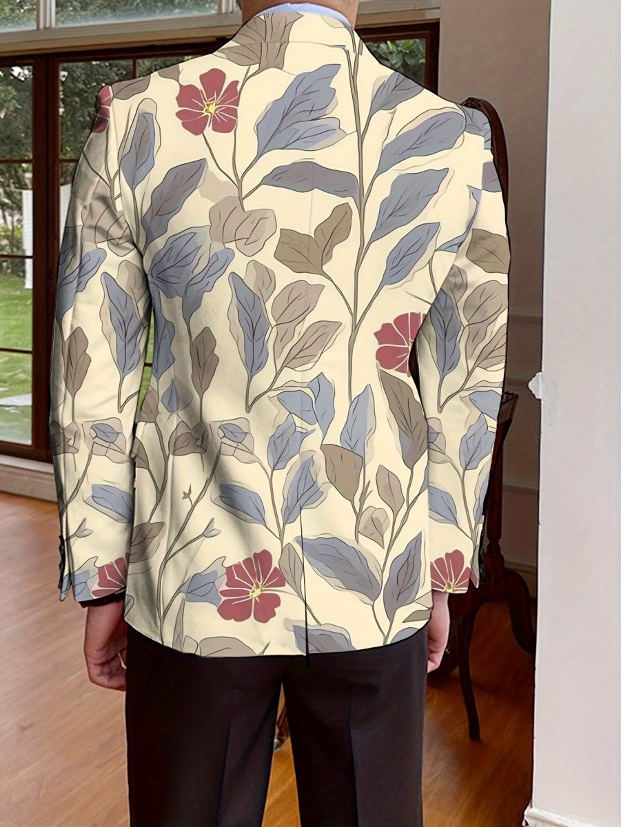 Men's floral print blazer by SHOWLU FASHION STORE, single-breasted suit jacket with full-length sleeves in autumn/winter style.