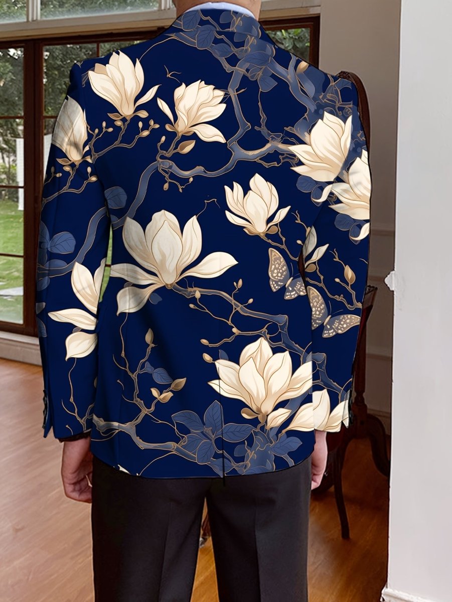 Men's floral print blazer by SHOWLU FASHION STORE, single-breasted suit jacket with full-length sleeves, suitable for autumn and winter.