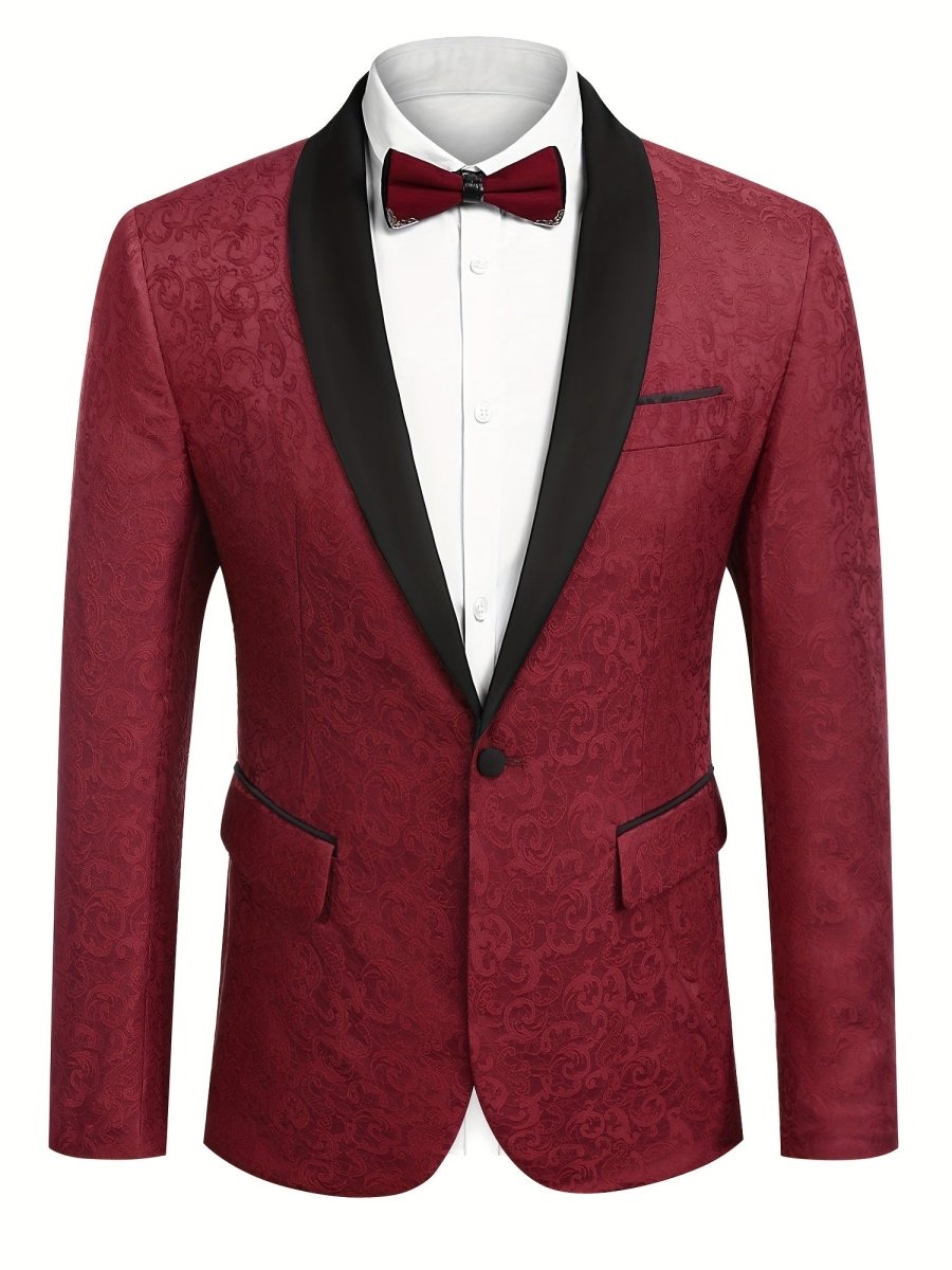 Men's paisley floral tuxedo jacket by SHOWLU Fashion Store, slim fit shawl lapel blazer for wedding, dinner, or prom.