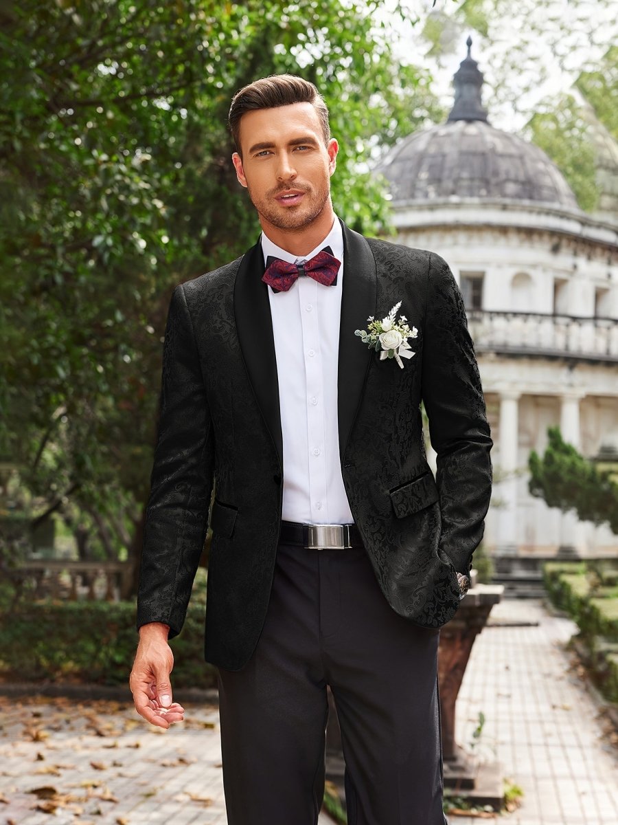 SHOWLU men's paisley floral tuxedo jacket with slim fit, shawl lapel, stylish blazer for wedding or dinner party.