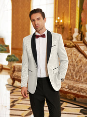Men'S Floral Tuxedo Jacket Paisley Shawl Lapel Stylish Suit Blazer Jacket For Wedding, Dinner, Party, Prom - SHOWLU FASHION STORE