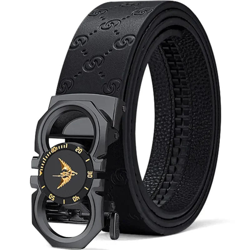 WilliamPolo men's automatic buckle belt featuring formal leather and PVC design, versatile and stylish for professional attire.