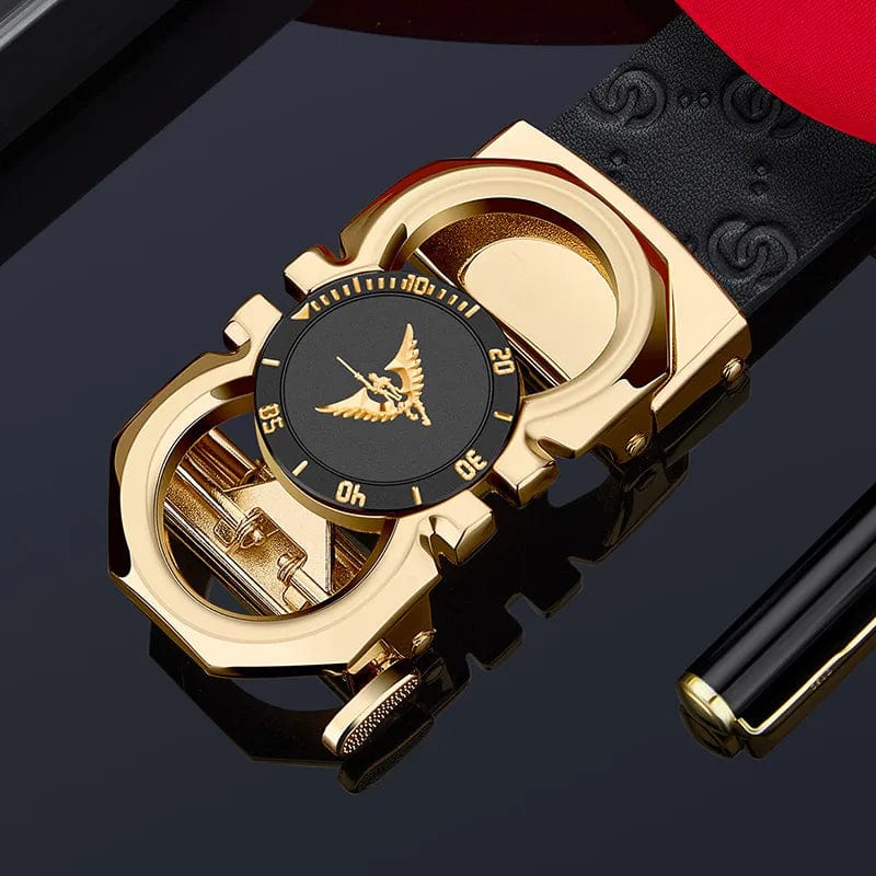WilliamPolo men's formal automatic buckle belt with leather and PVC strap, stylish and versatile accessory for everyday wear.
