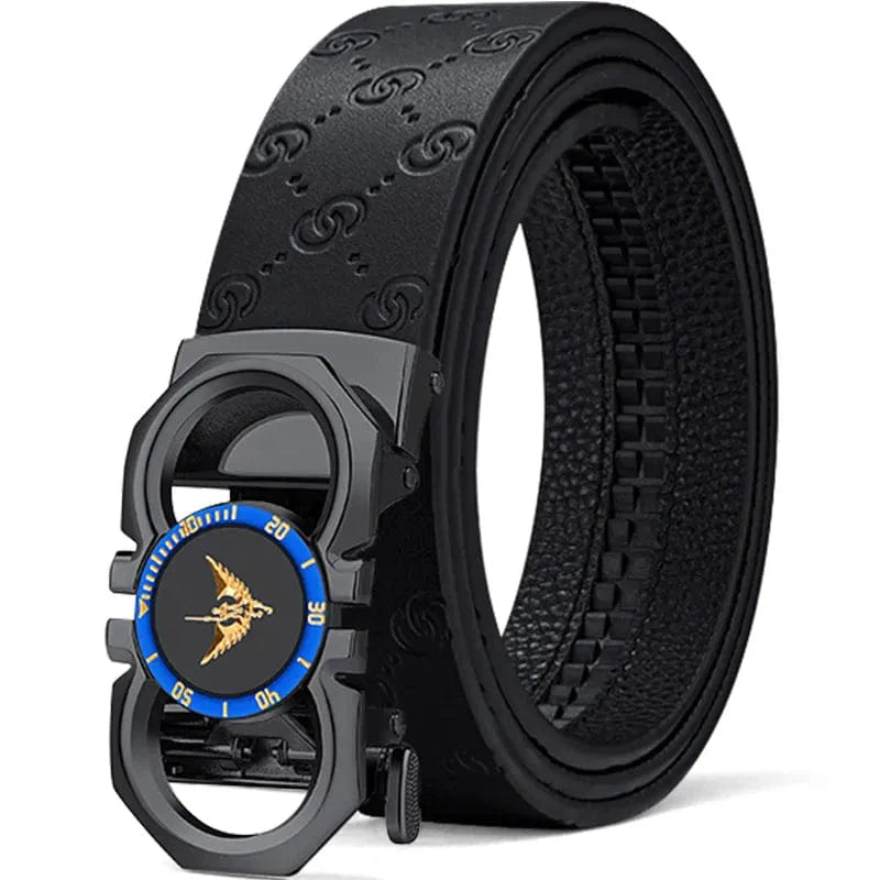 WilliamPolo men's automatic buckle belt with leather and PVC strap, stylish and versatile for formal or casual wear
