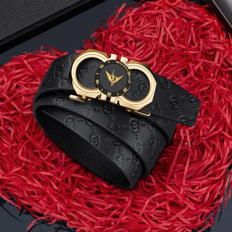 WilliamPolo men's automatic buckle belt with formal leather and PVC strap, showcasing a versatile, high-end design for stylish wear.