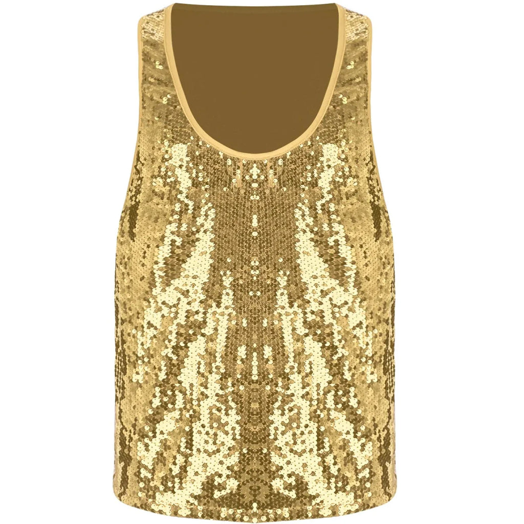 Men's glitter sequin dance vest by SHOWLU FASHION STORE, V-neck dance tank top with smooth lining for disco and club parties.