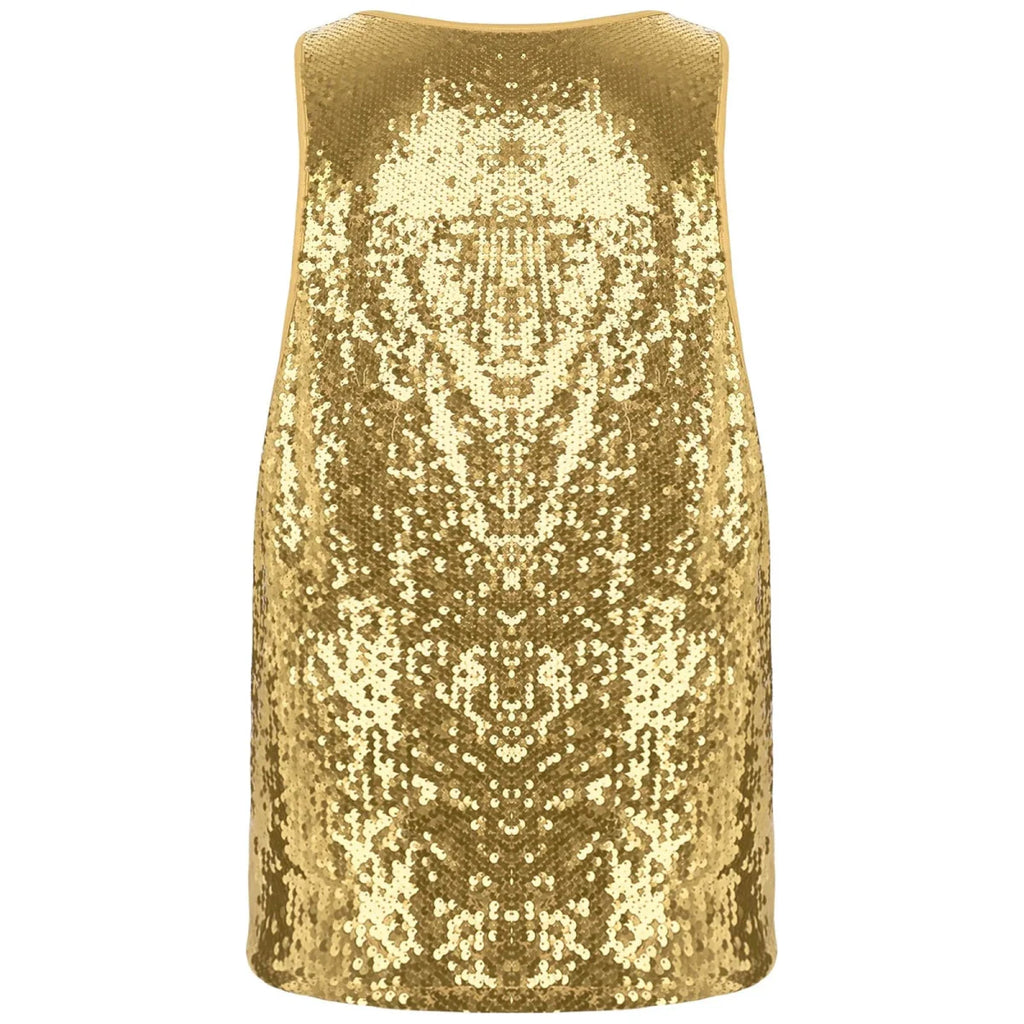 Men's glitter sequin dance vest by SHOWLU FASHION STORE, V-neck disco party tank top with smooth lining for club and festival dancing.