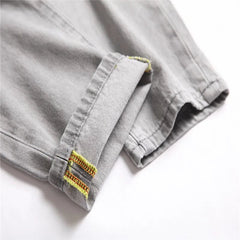 Mens Jeans Large - size Straight Light Gray Denim Trousers Spring and Autumn Full Length Male Pants Ripped Jeans - SHOWLU FASHION STORE