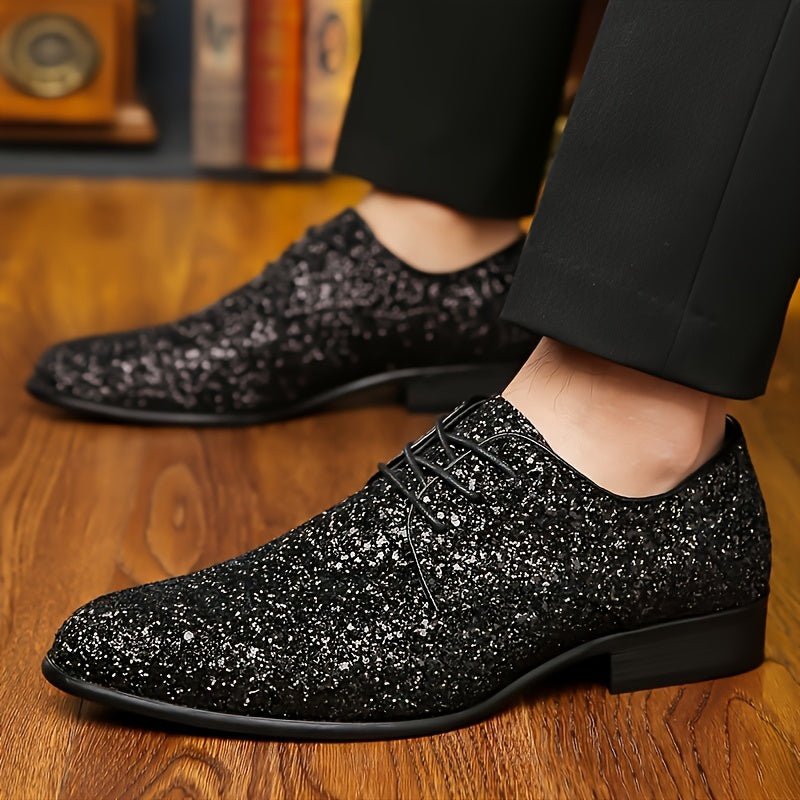 SHOWLU FASHION men's lace-up casual shoes with pointed toe, made of PU leather, stylish and comfortable for daily wear.