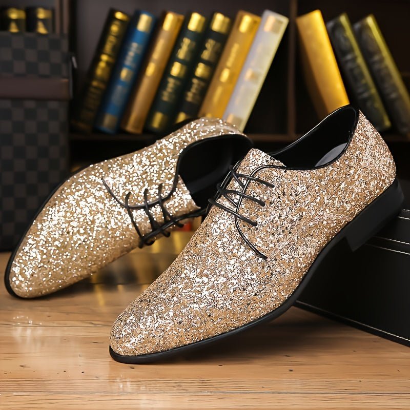 Men's SHOWLU FASHION casual lace-up shoes with pointed toe and PU leather, stylish and comfortable for daily wear.