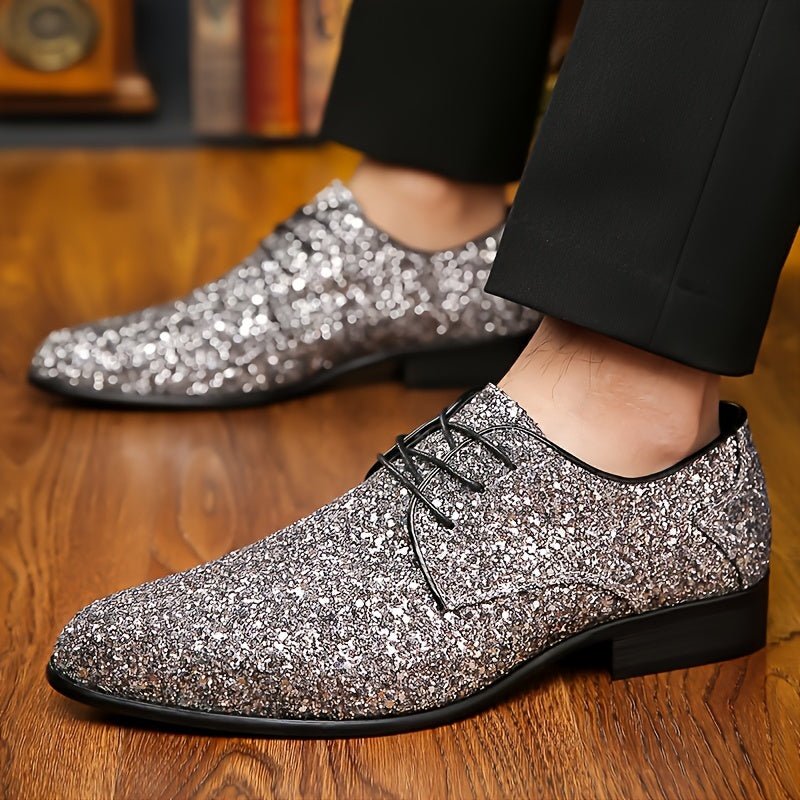 SHOWLU FASHION men's lace-up casual shoes with pointed toe and PU leather for stylish daily wear.