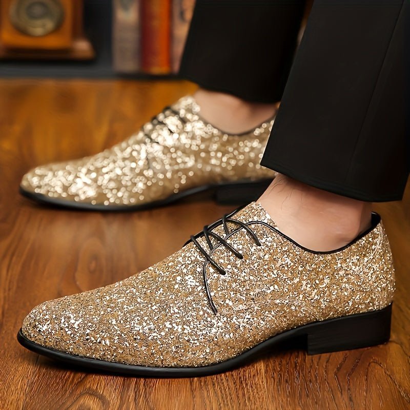 Men's SHOWLU FASHION casual lace-up shoes with pointed toe design, made of PU leather for daily wear and stylish comfort.