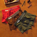 SHOWLU men's cotton antibacterial boxer briefs, mid-waist elastic underwear in large size for teenagers, autumn wear.