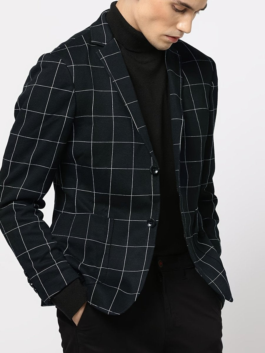 Men's lightweight plaid casual blazer jacket by SHOWLU FASHION, regular fit, checkered pattern, suitable for smart-casual occasions.