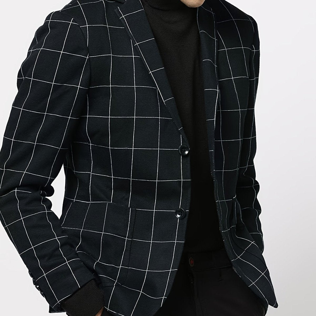 Men's lightweight plaid casual blazer jacket by SHOWLU FASHION, regular fit, checkered pattern, suitable for smart-casual wear.