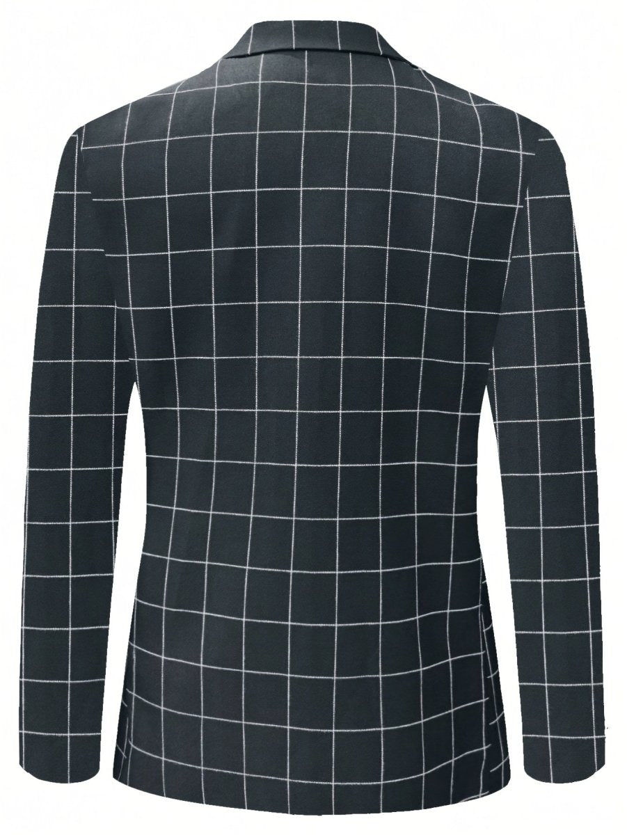 Men's lightweight plaid casual blazer jacket by SHOWLU FASHION, featuring checkered pattern and regular fit for stylish comfort.