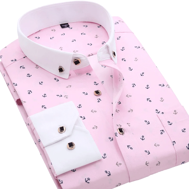 Men's Long Sleeve Printed Casual Shirt Fashion Trun - down Collar Wedding Party Shirts Soft Hawaiian Holiday Summer Shirt - SHOWLU FASHION STORE