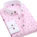 SHOWLU men's long sleeve printed casual shirt with turn-down collar, perfect for summer, holidays, or casual occasions.