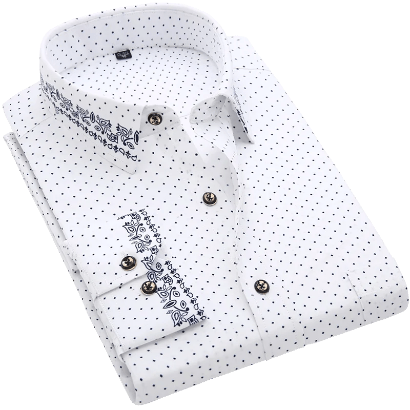 Men's Long Sleeve Printed Casual Shirt Fashion Trun - down Collar Wedding Party Shirts Soft Hawaiian Holiday Summer Shirt - SHOWLU FASHION STORE