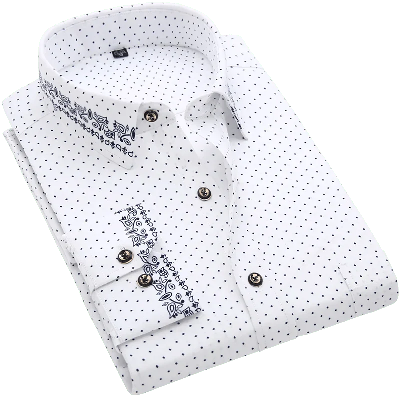 Men's printed casual long sleeve shirt with turn-down collar, suitable for summer, holiday, and casual occasions.