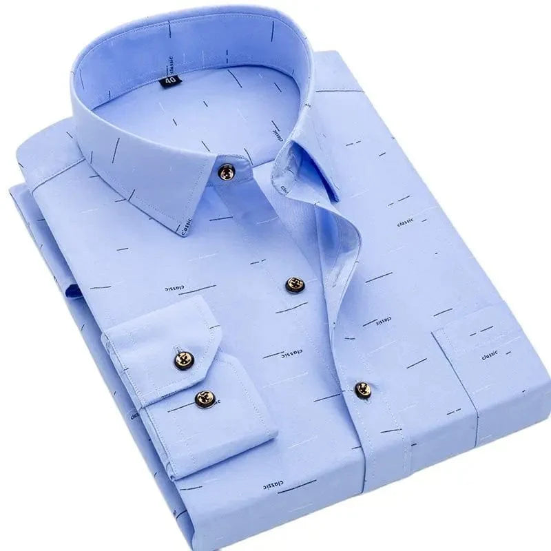 Men's printed casual shirt by SHOWLU FASHION STORE featuring long sleeves, turn-down collar, perfect for summer, holiday, or party wear.
