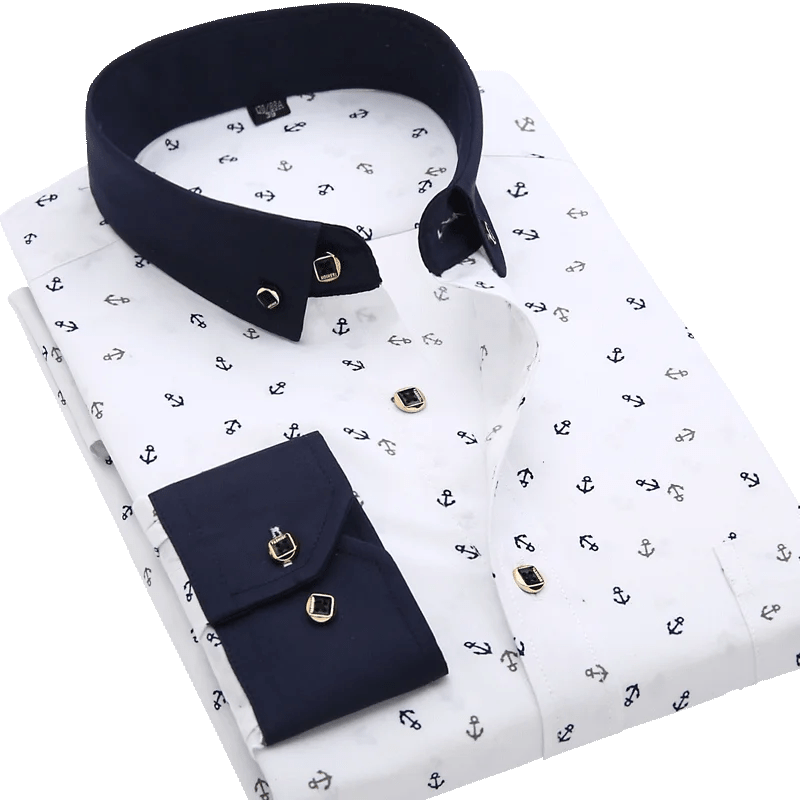 Men's Long Sleeve Printed Casual Shirt Fashion Trun - down Collar Wedding Party Shirts Soft Hawaiian Holiday Summer Shirt - SHOWLU FASHION STORE