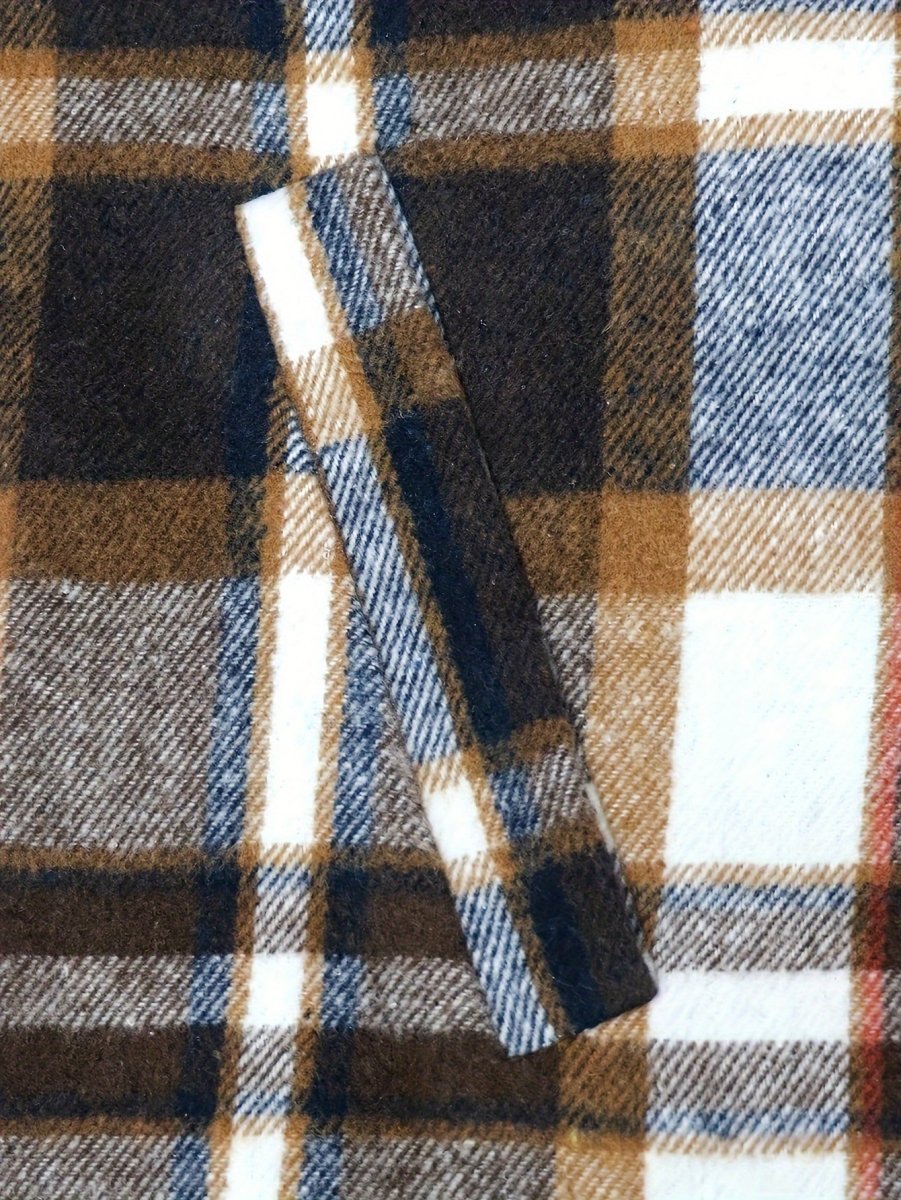 Men's plaid coat by SHOWLU FASHION, loose fit winter lapel jacket with warm, stylish plaid pattern for autumn and winter.