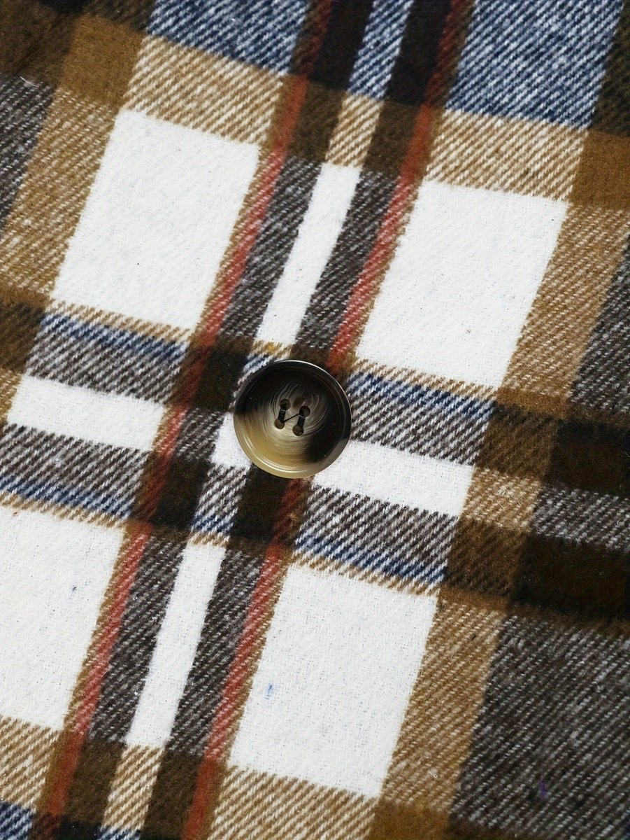 SHOWLU FASHION men's plaid coat with lapel, loose fit warm winter jacket, stylish autumn and winter outerwear for men.