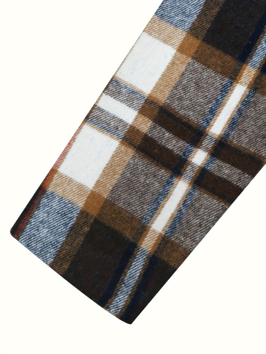 Men's plaid coat by SHOWLU FASHION, loose fit warm winter lapel jacket with stylish plaid pattern and cozy lining.