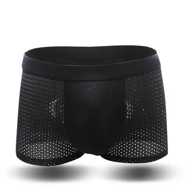 Men's solid polyester boxer shorts featuring a stylish design, multicolor pattern, and comfortable fit, ideal for everyday wear.