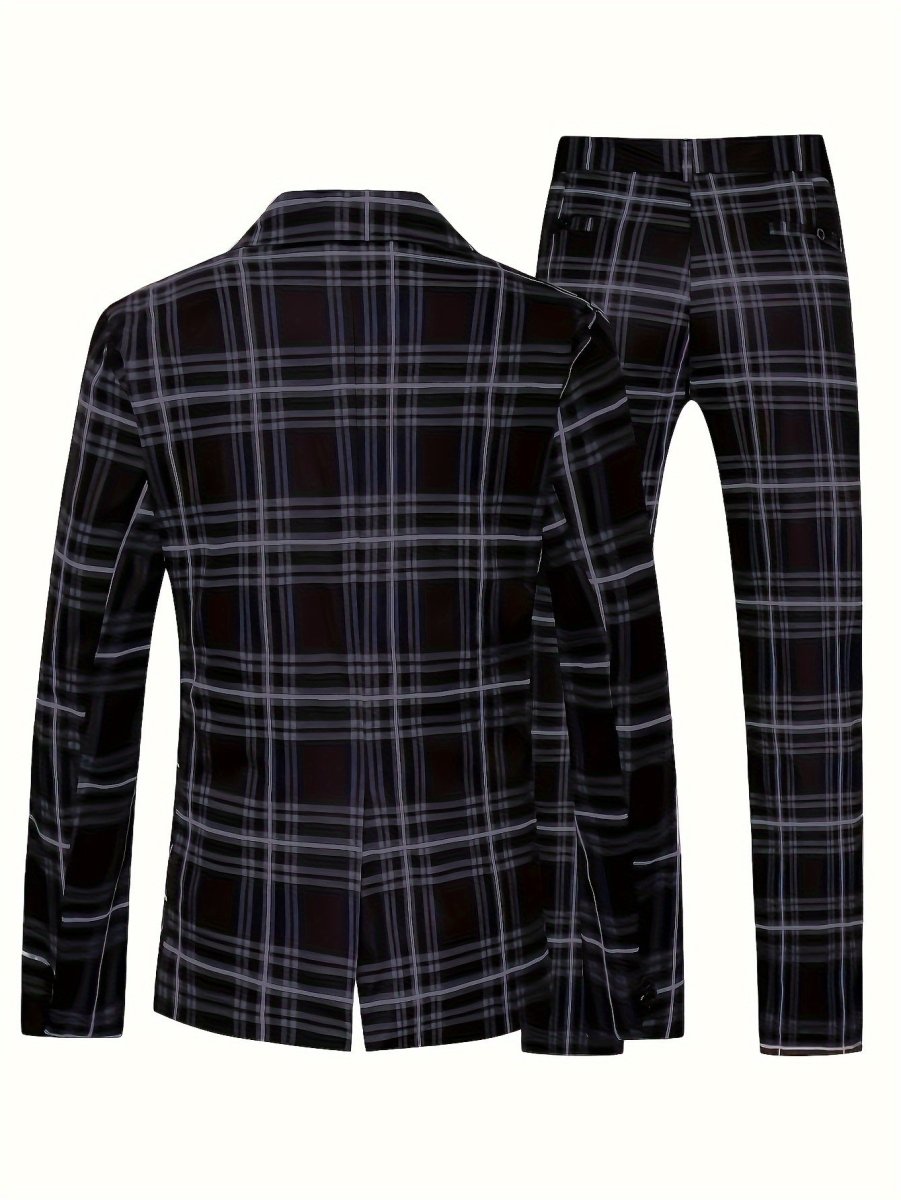 Men's plus size striped casual suit by SHOWLU FASHION STORE, featuring skinny fit, lapel collar, pockets, polyester fabric, all-season wear