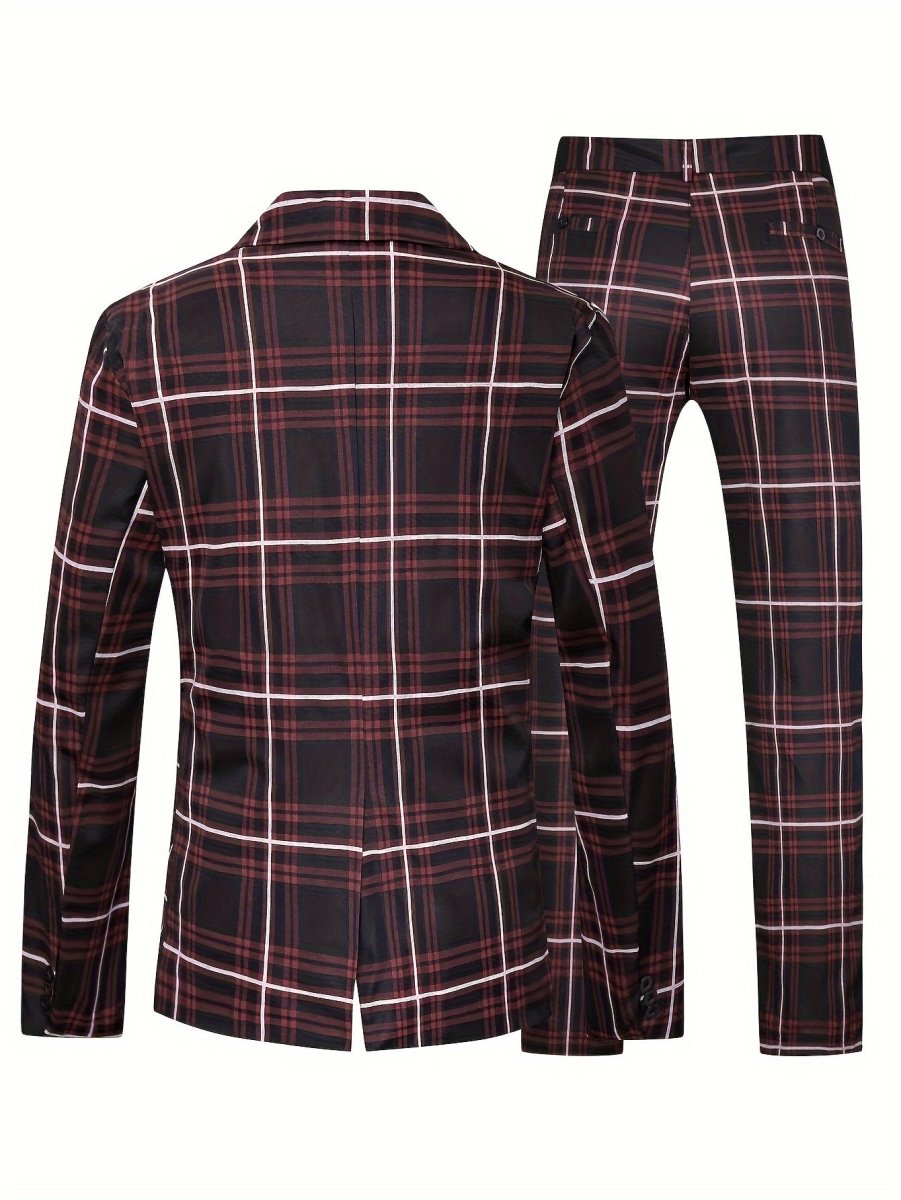 SHOWLU Men's plus size striped casual suit in polyester, skinny fit workwear with lapel collar and pockets, suitable for all seasons.