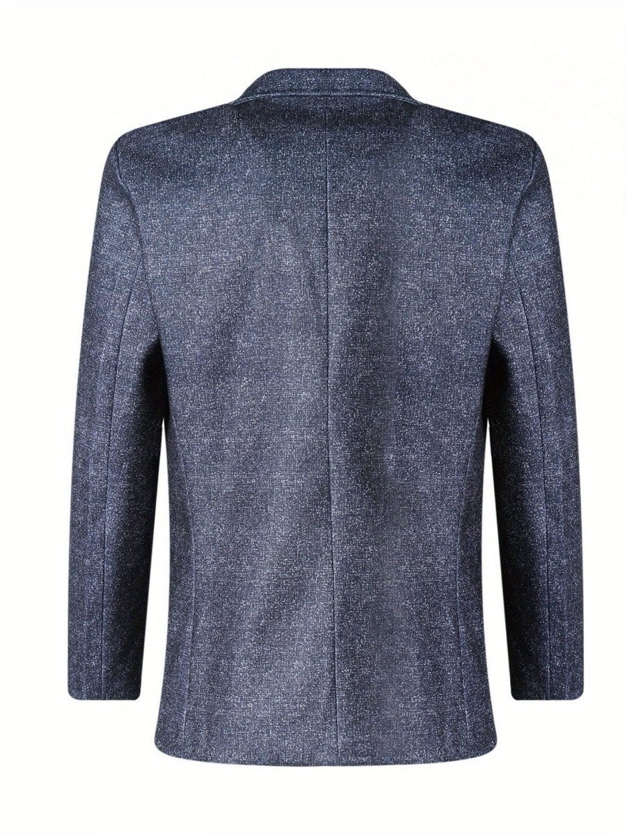 Men's solid polyester blazer by SHOWLU FASHION STORE, single-breasted suit jacket with notched lapel, long sleeves, for business or casual wear.