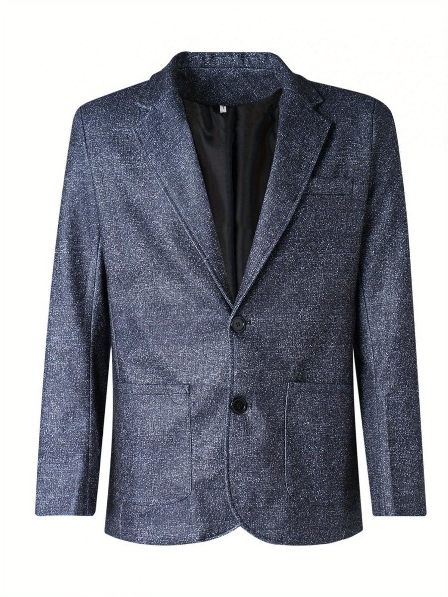 Men's solid polyester blazer by SHOWLU FASHION STORE, single-breasted suit jacket with notched lapel, long sleeves, for business or casual wear.