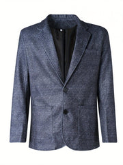 Men's Polyester Blazer - Solid Color Lapel Collar, Long Sleeve Single Breasted Suit Coat for Business and Casual Wear, Dating Outfit | Notched Collar Design | Durable Suit Jacket - SHOWLU FASHION STORE