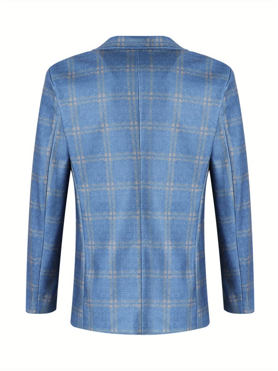 Men's solid polyester blazer by SHOWLU FASHION STORE featuring a single-breasted design, notched lapel, long sleeves, for business or casual wear.