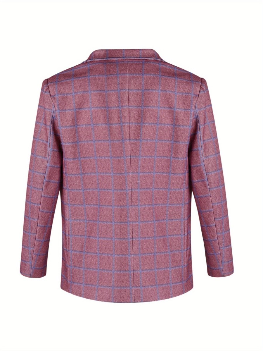 SHOWLU Men's solid polyester blazer with notched lapel, long sleeves, single-breasted design, suitable for business or casual wear.