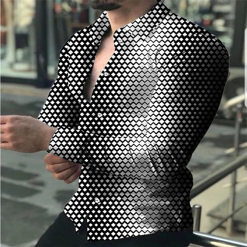 Men's shirt long sleeve gradient lapel buttoned top green black blue purple red daily vacation fashion casual breathable XS - 6XL - SHOWLU FASHION STORE