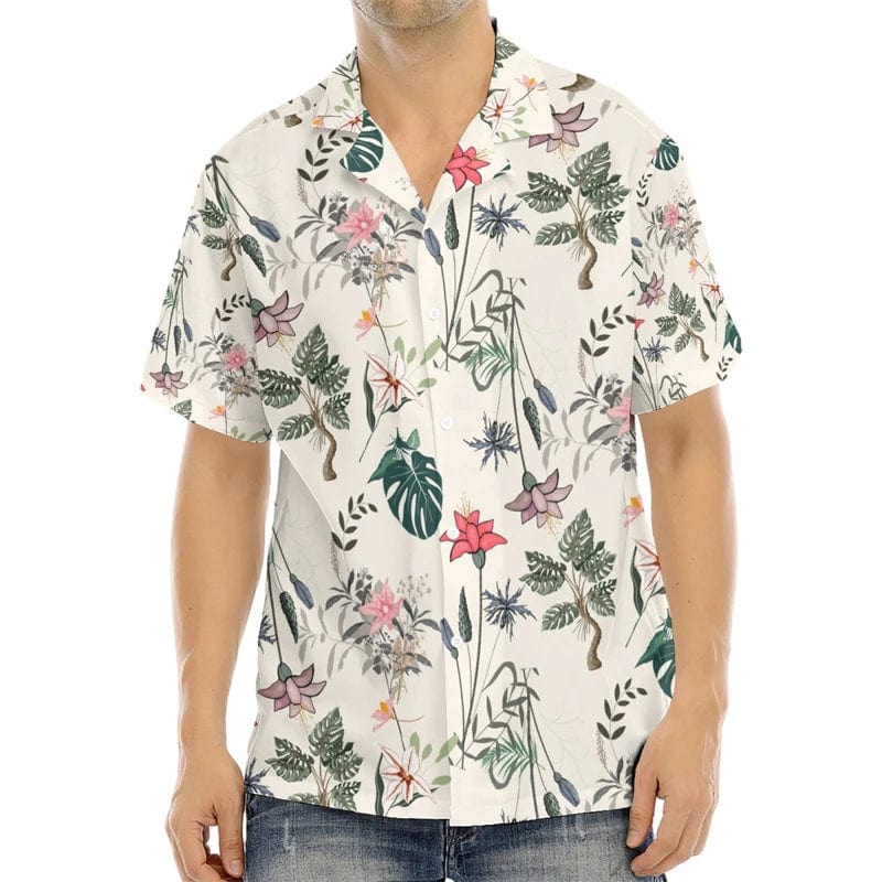 Men's printed silk blend casual shirt by SHOWLU FASHION STORE, short sleeve V-neck top with vibrant pattern, suitable for outdoor and streetwear.