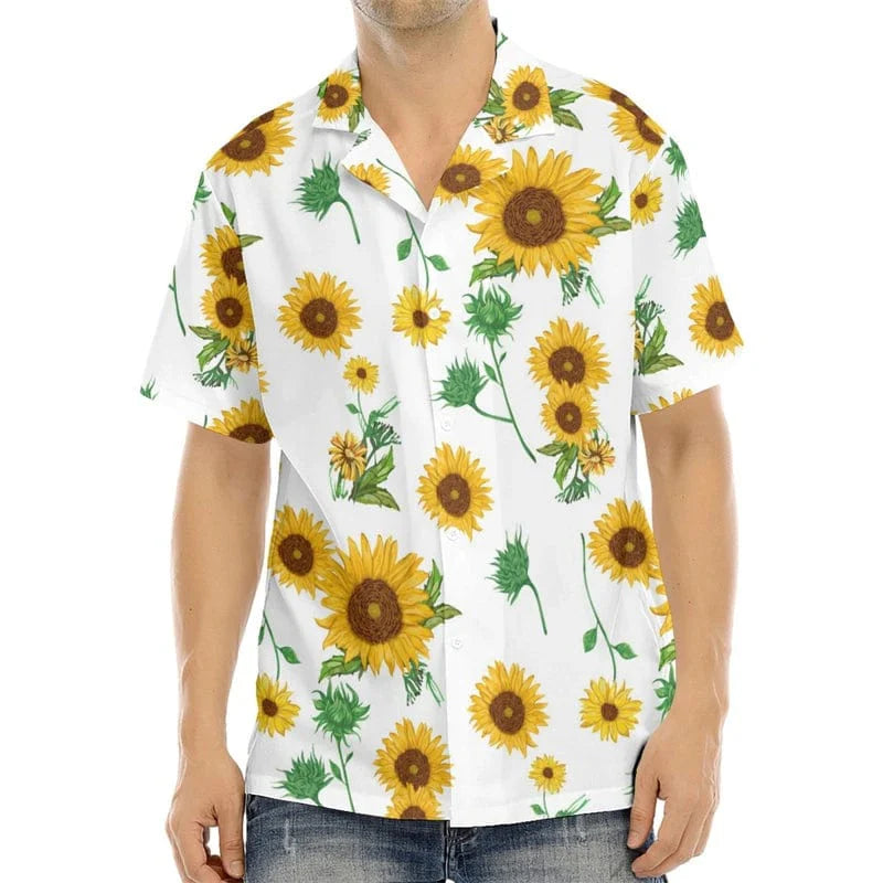 Mens printed silk blend casual short sleeve V-neck shirt with bold pattern, perfect for outdoor and streetwear fashion.