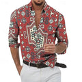 Men's plaid and geometric print long sleeve casual shirt by SHOWLU FASHION, featuring stand collar and streetwear style.