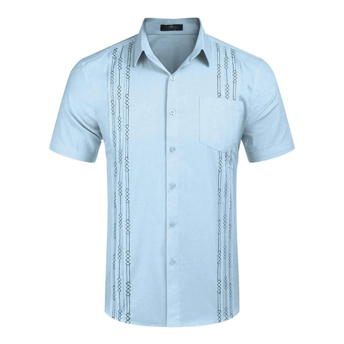 Men's Short Sleeve Linen Shirt Cuban Beach Tops Pocket Guayabera Shirts Social dress shirt Solid Shirts Flower Holiday - SHOWLU FASHION STORE