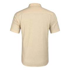 Men's Short Sleeve Linen Shirt Cuban Beach Tops Pocket Guayabera Shirts Social dress shirt Solid Shirts Flower Holiday - SHOWLU FASHION STORE