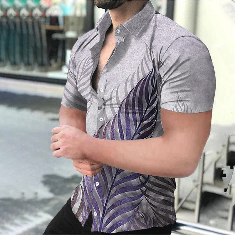 Men's vintage floral print short sleeve social shirt by SHOWLU FASHION STORE, featuring a stylish summer streetwear design.