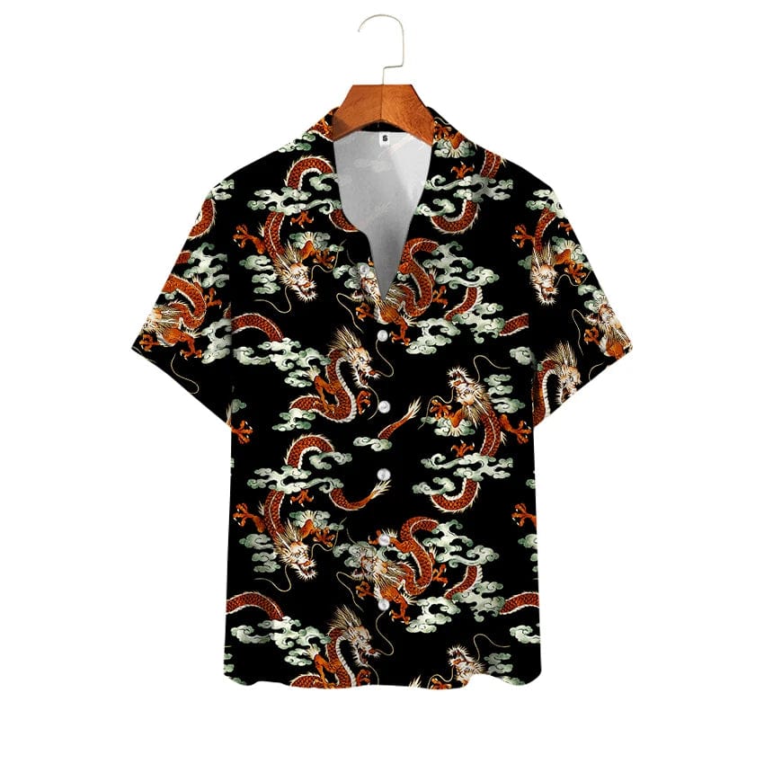 Men's vintage floral print short sleeve social shirt by SHOWLU FASHION STORE, featuring a stylish summer streetwear design.