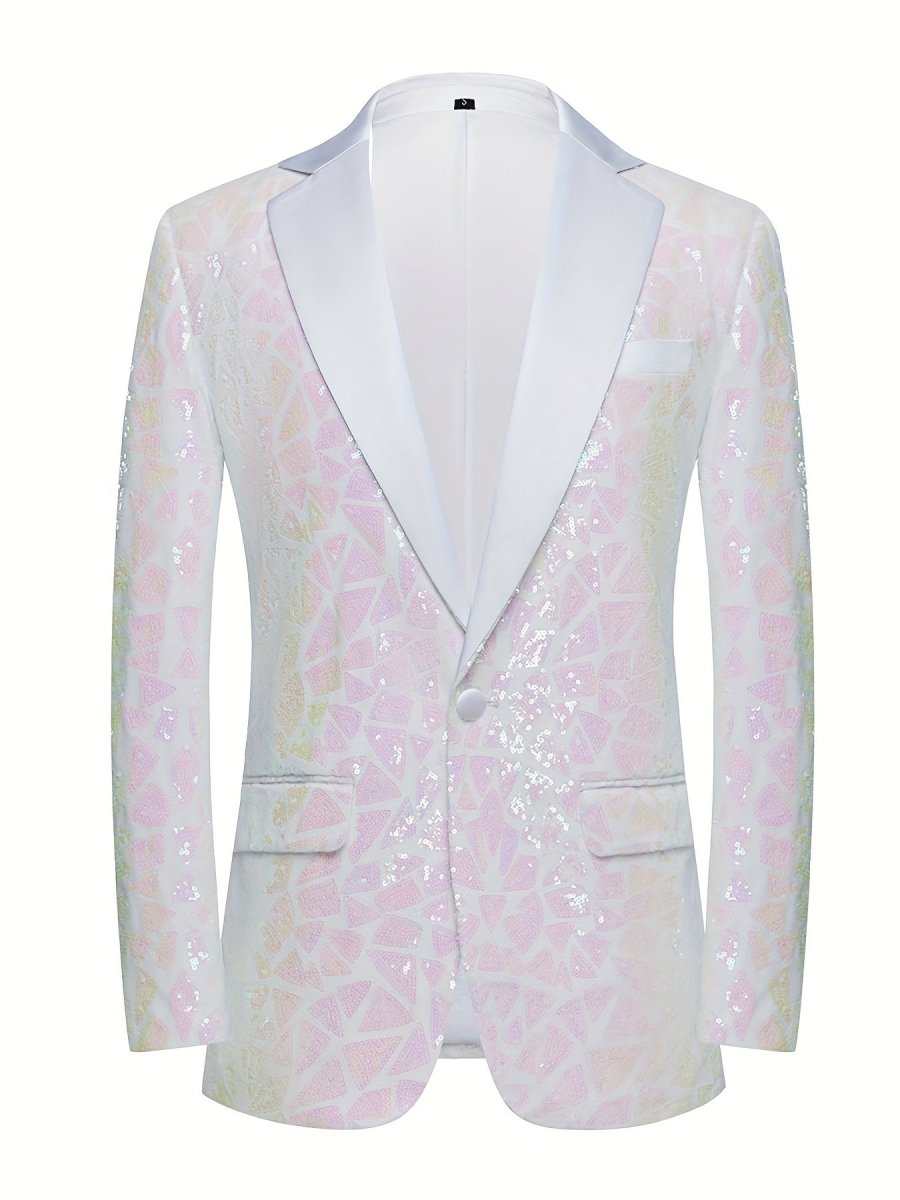 Men's slim fit single-breasted suit jacket by SHOWLU FASHION with sequin lapels, perfect for evening parties and performances.