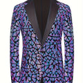 Men's slim fit sequin lapel suit jacket by SHOWLU FASHION with single-breasted design, triangle sequins, ideal for evening events.